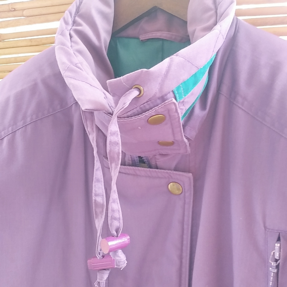 Outer Gear M Cozy Purple Turquoise Snap Zip Hoodie Winter Coat - Picture 9 of 13